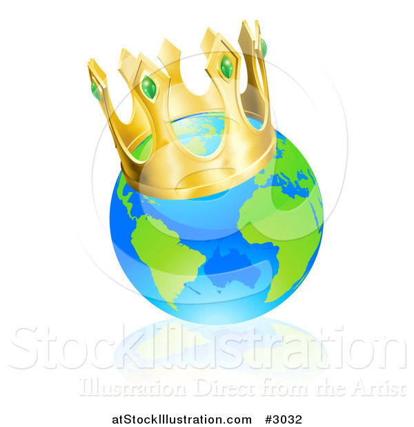 Vector Illustration of a Champion Globe Wearing a Kings Crown