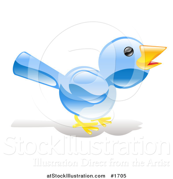 Vector Illustration of a Chatty Blue Bird Chirping