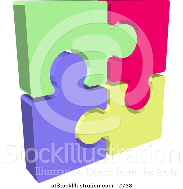 Vector Illustration of a Completed Colorful Jigsaw Puzzle