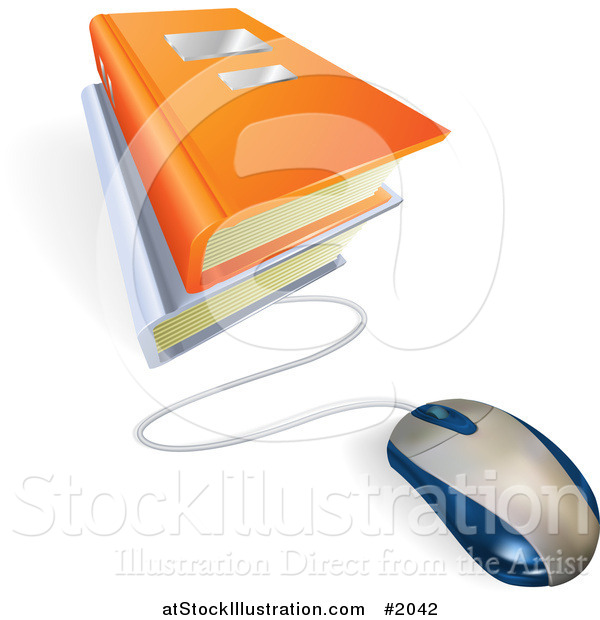 Vector Illustration of a Computer Mouse Connected to E Books