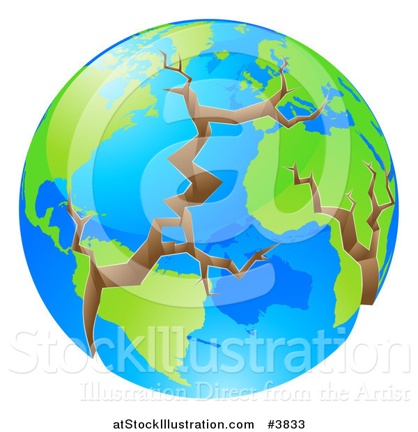 Vector Illustration of a Cracking World in Crisis