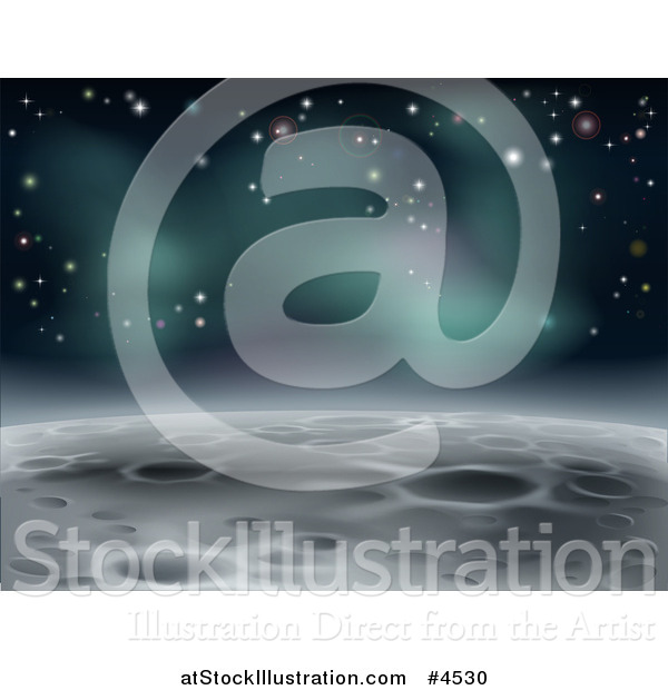 Vector Illustration of a Cratered Moon Landscape with Stars