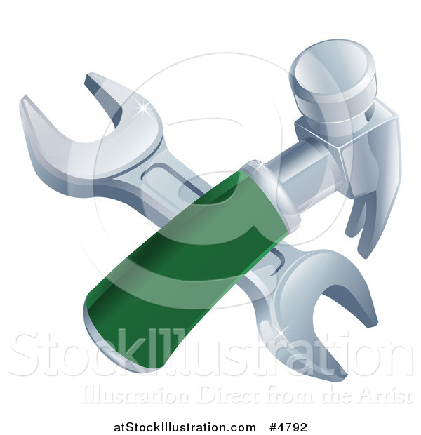 Vector Illustration of a Crossed Wrench and Hammer