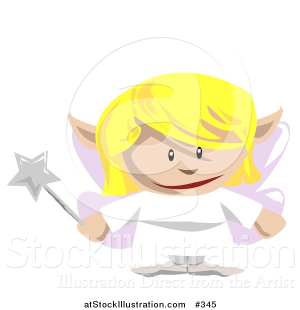Vector Illustration of a Cute Blond Fairy Holding a Magic Wand