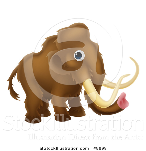 Vector Illustration of a Cute Brown Baby Woolly Mammoth