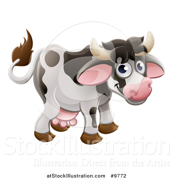 Vector Illustration of a Cute Happy Cow Smiling