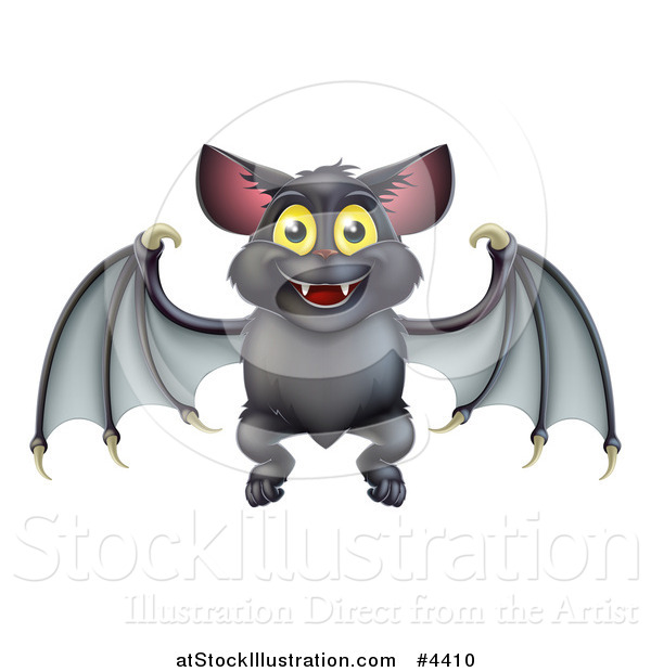Vector Illustration of a Cute Happy Halloween Vampire Bat