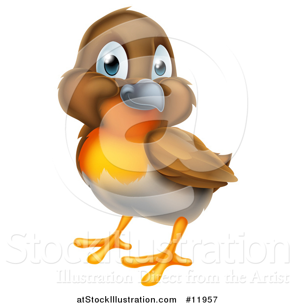 Vector Illustration of a Cute Happy Robin Bird