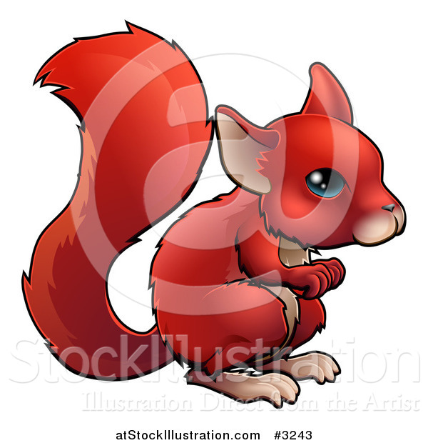 Vector Illustration of a Cute Red Squirrel with Blue Eyes
