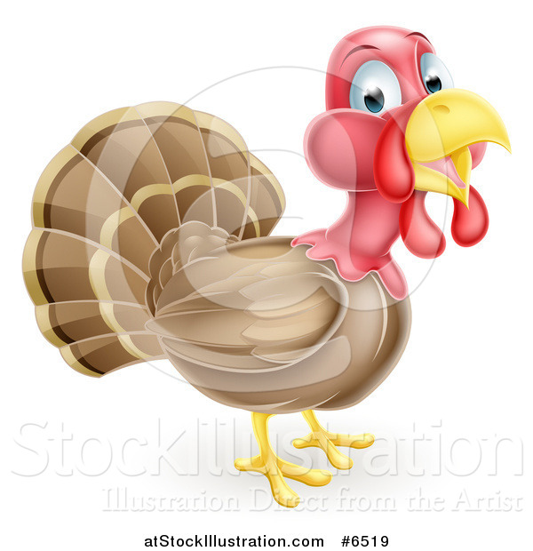 Vector Illustration of a Cute Turkey Bird Facing Right