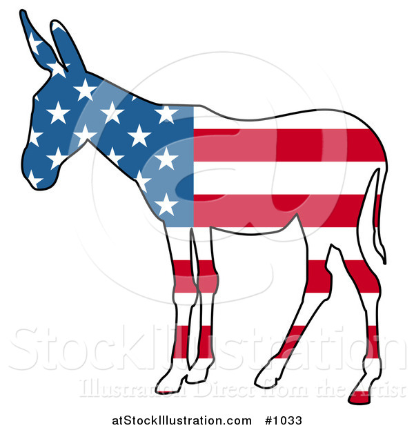 Vector Illustration of a Democratic Donkey American Flag