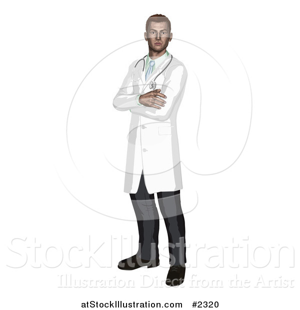Vector Illustration of a Doctor Standing with His Arms Crossed