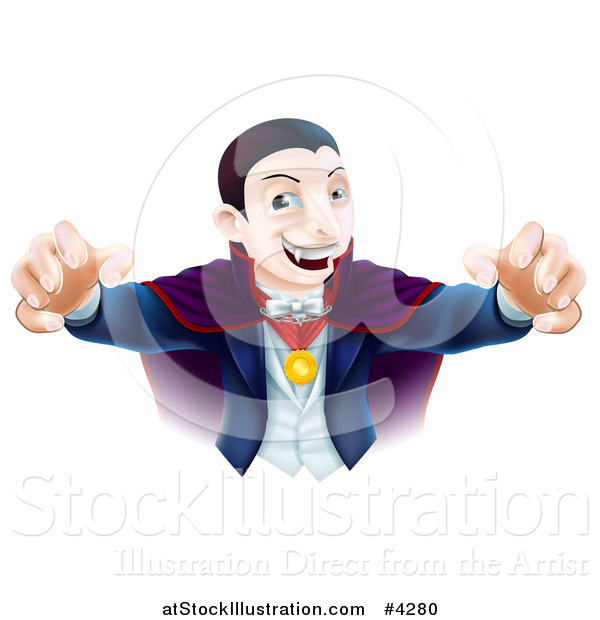 Vector Illustration of a Dracula Vampire Reaching out with His Hands