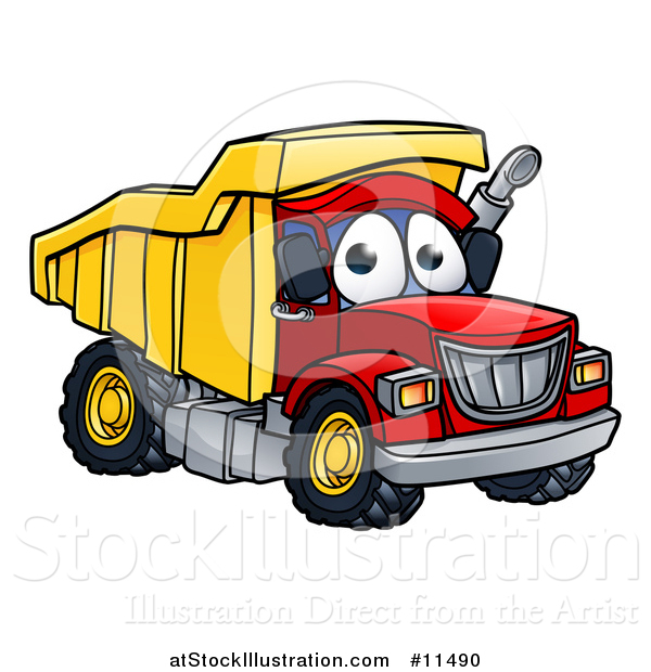 Vector Illustration of a Dumo Truck Mascot Character