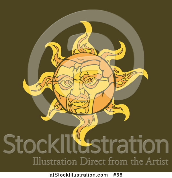 Vector Illustration of a Face on the Sun