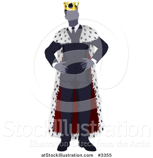 Vector Illustration of a Faceless Business King with Hands on His Hips