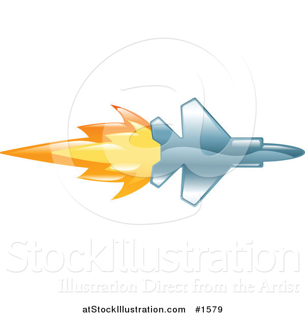 Vector Illustration of a Fast Jet with Fire Bursting out of the Rear