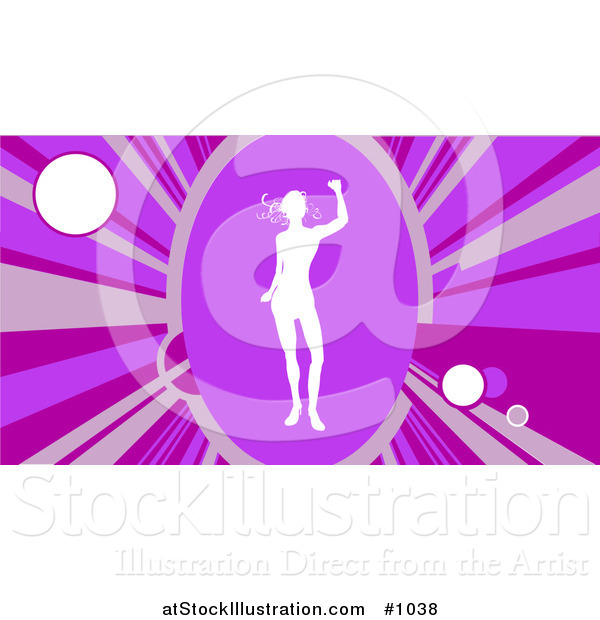 Vector Illustration of a Female Dancer Surrounded by Purple Lights