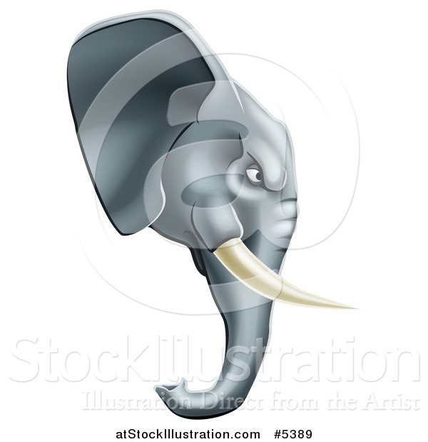 Vector Illustration of a Fierce Elephant Mascot Head in Profile