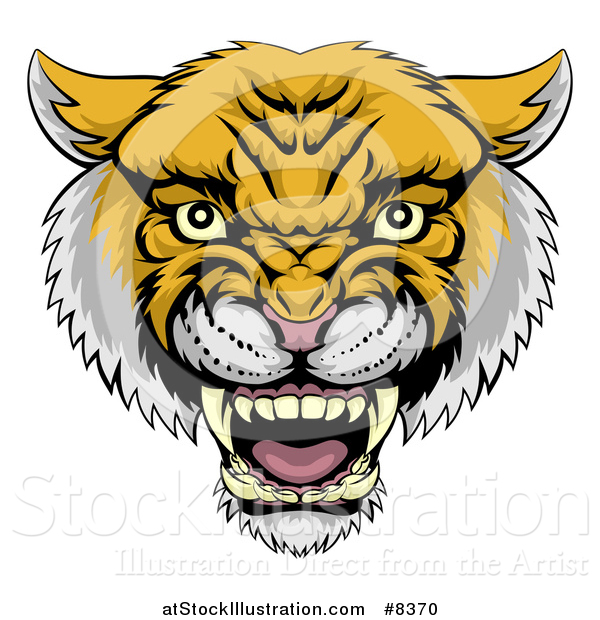 Vector Illustration of a Fierce Wildcat Mascot Head Roaring