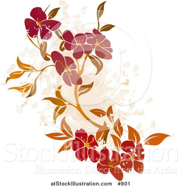 Vector Illustration of a Floral Grunge Background on White