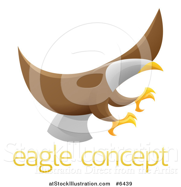 Vector Illustration of a Flying Bald Eagle with Extended Talons over Sample Text