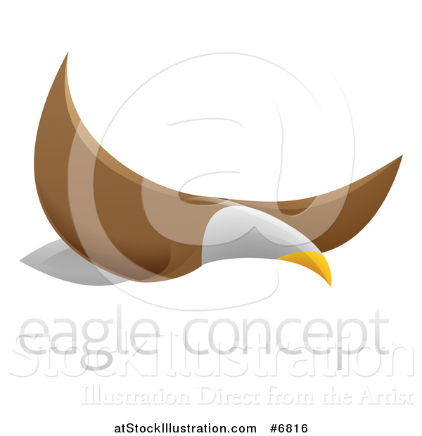 Vector Illustration of a Flying Bald Eagle with Sample Text