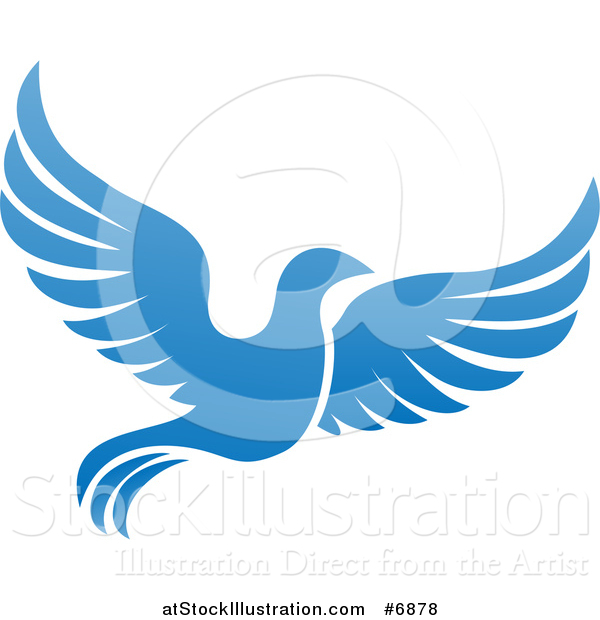 Vector Illustration of a Flying Blue Bird