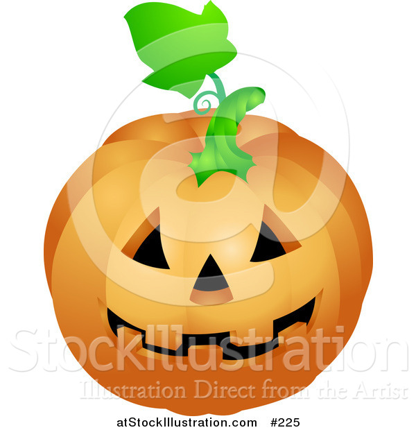 Vector Illustration of a Friendly Carved Halloween Jack O Lantern Pumpkin