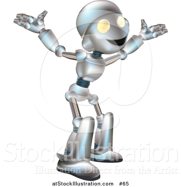 Vector Illustration of a Friendly Metal Robot with His Arms out