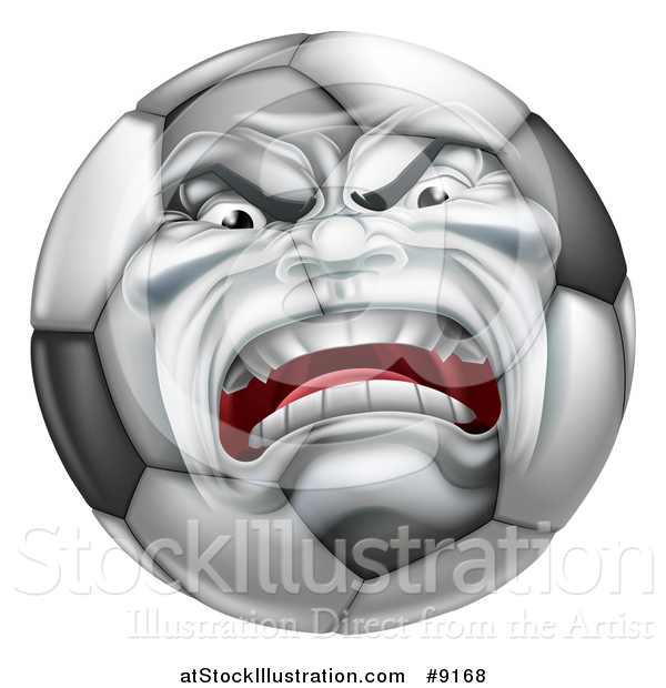 Vector Illustration of a Furious Soccer Ball Character Mascot