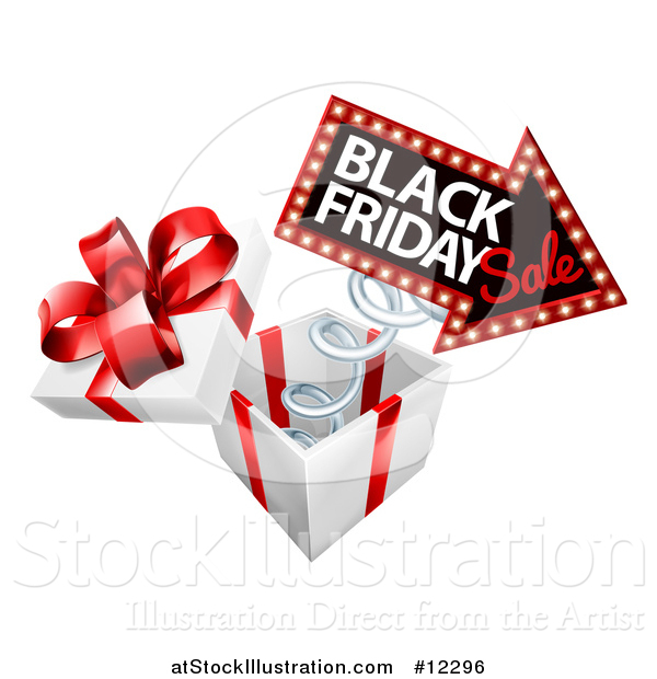 Vector Illustration of a Gift Box with a Black Friday Sale Sign