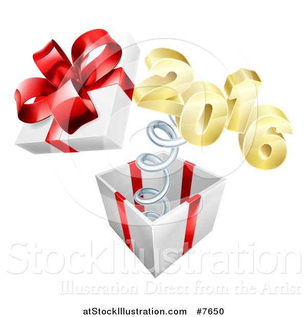 Vector Illustration of a Gift with a Springy New Year