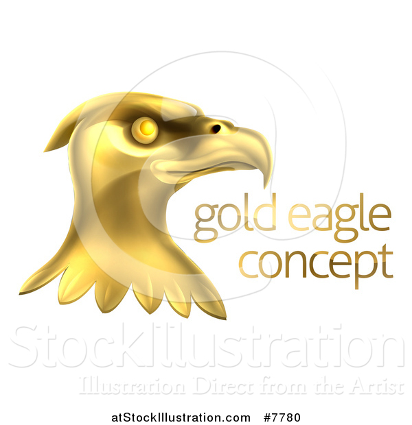 Vector Illustration of a Gold Bald Eagle Head with Sample Text