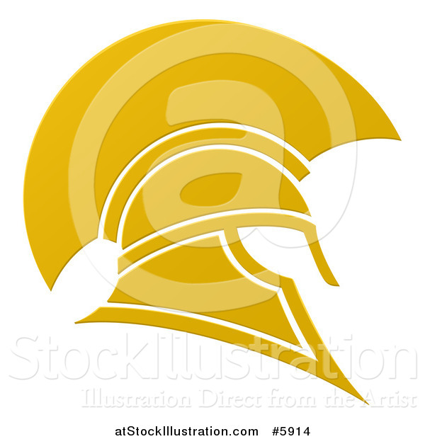 Vector Illustration of a Golden Spartan Trojan Helmet