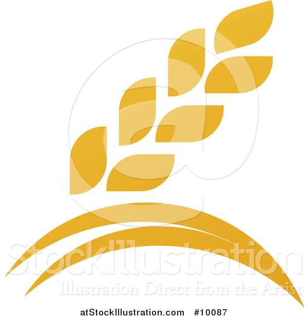 Vector Illustration of a Golden Wheat Grain and Arches Design