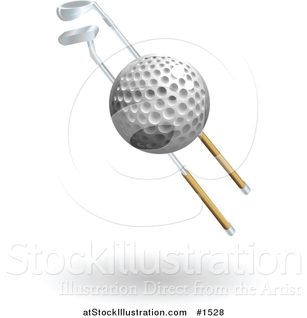 Vector Illustration of a Golf Ball and Two Golf Clubs