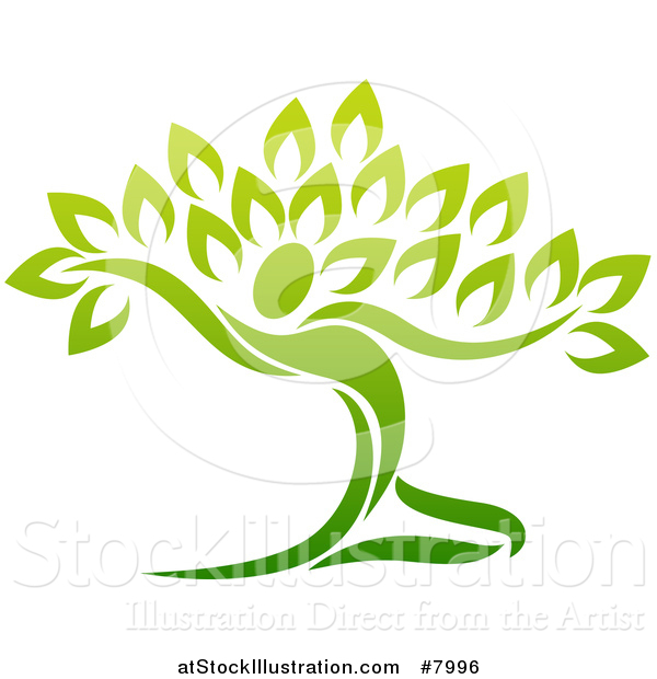 Vector Illustration of a Graceful Gradient Green Tree Man