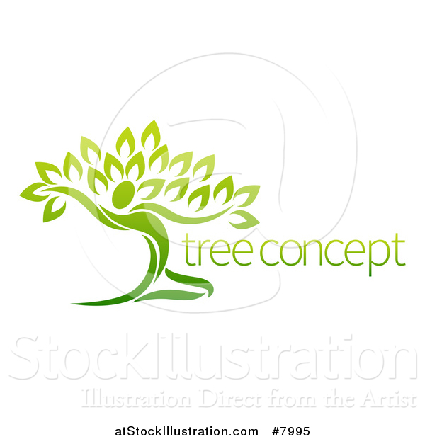 Vector Illustration of a Graceful Gradient Green Tree Man with Sample Text