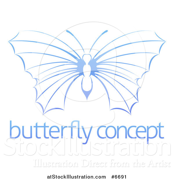 Vector Illustration of a Gradient Blue Butterfly with Sample Text