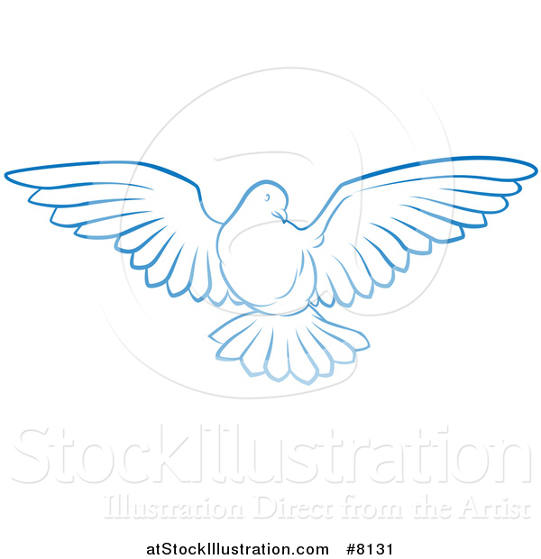 Vector Illustration of a Gradient Blue Dove Flying