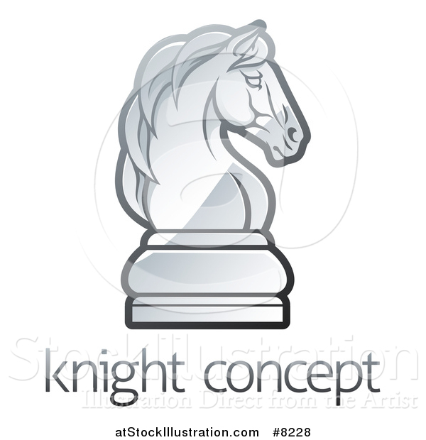 Vector Illustration of a Gradient Chess Knight Piece over Sample Text