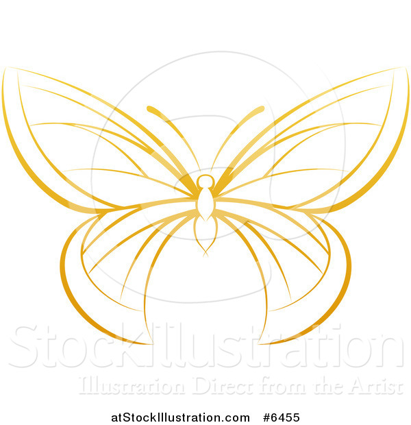 Vector Illustration of a Gradient Dark Yellow Butterfly