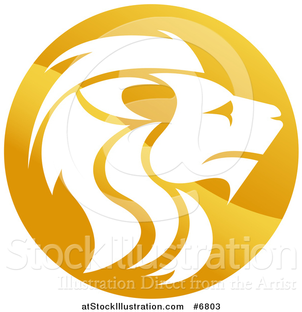 Vector Illustration of a Gradient Golden Male Lion Head Circle