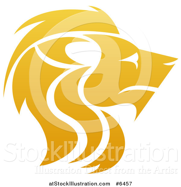 Vector Illustration of a Gradient Golden Male Lion Head in Profile