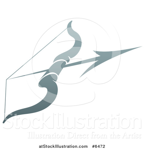 Vector Illustration of a Gradient Gray Archery Bow and Arrow