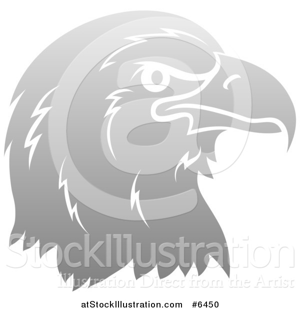 Vector Illustration of a Gradient Gray Eagle or Falcon Head in Profile