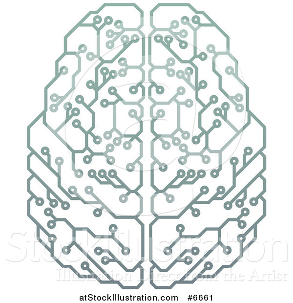 Vector Illustration of a Gradient Green Artificial Intelligence Circuit Board Brain