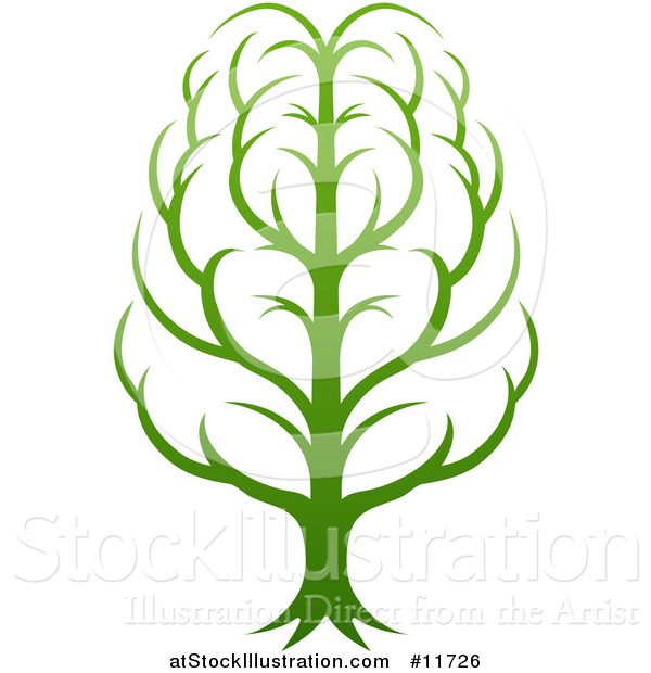 Vector Illustration of a Gradient Green Brain Tree