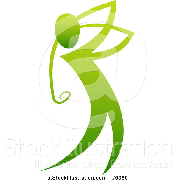 Vector Illustration of a Gradient Green Man Golfing
